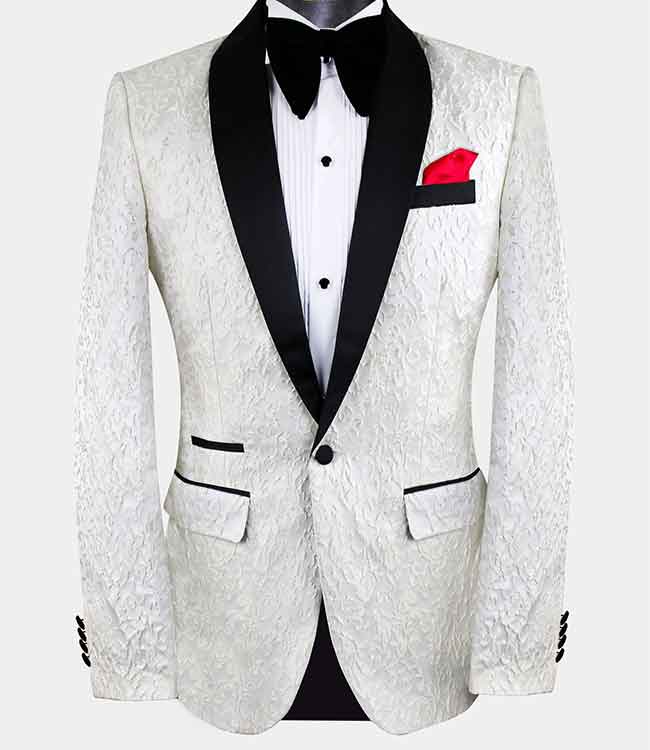 Cream White Paisley Tuxedo Jacket – A & T Men's Suits L.T.D